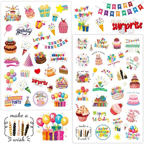 Gomettes Autocollantes Anniversaire 55pcs Stickers Scrapbooking Enfant