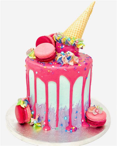 Tier Ice Cream Cone Chocolate Drip Birthday Cake Karen S Cakes