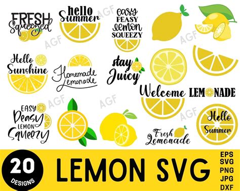 Lemon Svg Bundle Summer Svg Lemonade Svg Hello Summer Svg Lemon