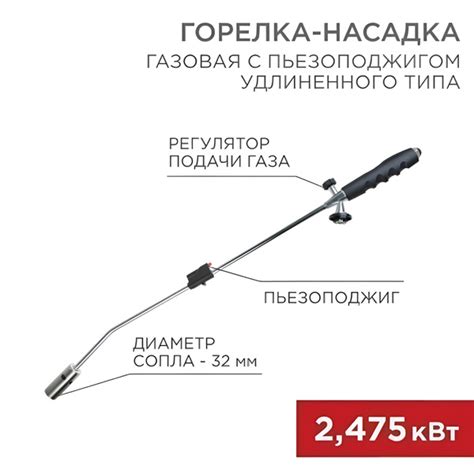 Газовая горелка-насадка удлиненного типа с пьезоподжигом Rexant GT-22 ...