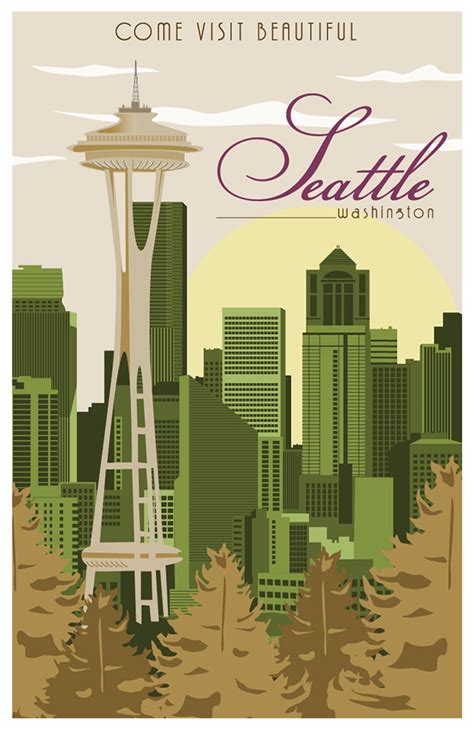 Vintage Travel Poster • Seattle, WA on Behance