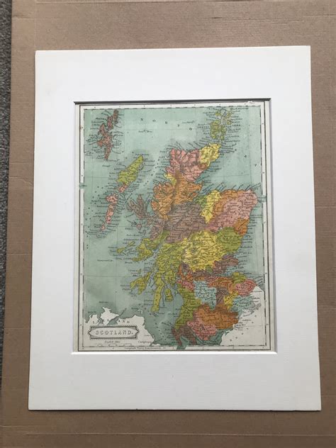 1863 Scotland Original Antique Map Vintage Wall Map Available Framed