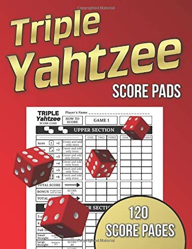 Buy Triple Yahtzee Score Pads 120 Score Pages Large Print Size 8 5 X