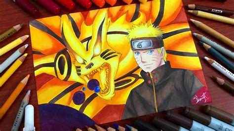 Speed Drawing Naruto Uzumaki And Kurama Kyuubi Mode Naruto Shippuden