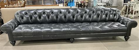 Lot Tufted Modern Leather Chesterfield Style Sofa