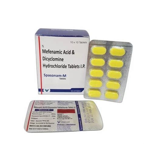 Spasonam M Mefenamic Acid Dicyclomine Hydrochloride Tablets Ip