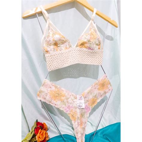 Conjunto De Lingerie Calcinha e Sutiã Sem Bojo De Renda Sexy FLORAL Shopee Brasil