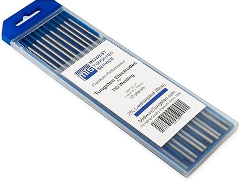 Midwest Tungsten Service Tig Welding Tungsten Electrodes Pack Blue