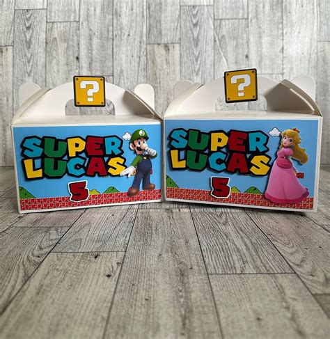 Super Mario Bros Inspired Gable Box Personalized Favor Box Etsy Uk