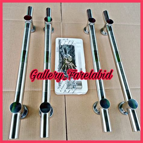 Jual Handle Pintu Rumah Stainless Steel Bulat 60 Cm Set Kunci Gagang