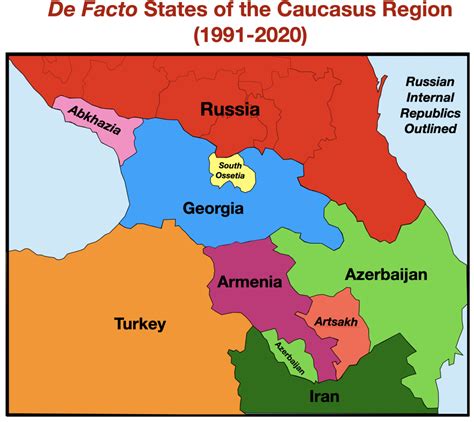 Caucasus De Facto States Map Geocurrents