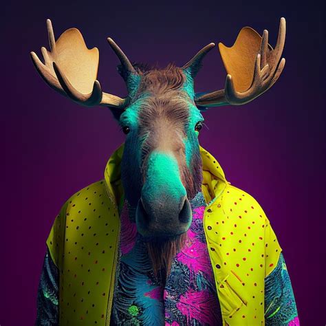 Premium Ai Image A Moose Wearing A Jacket With A Pattern Of Yellow