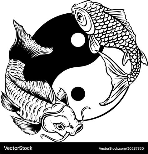 Yin yang koi fish art Royalty Free Vector Image