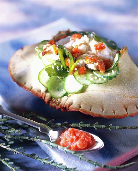 Crab With Cucumber And Scallop Roe Sauce Photograph By Fleurent Fine