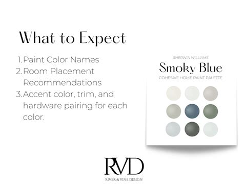 Sherwin Williams Smoky Blue Paint Palette Cohesive Whole Etsy