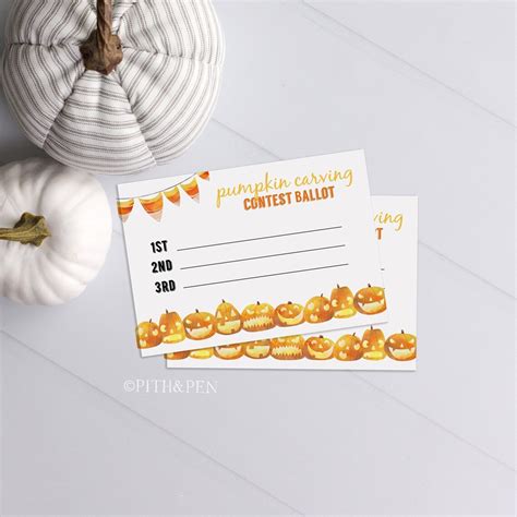 Pumpkin Carving Voting Card Halloween Contest Ballot Instant Etsy