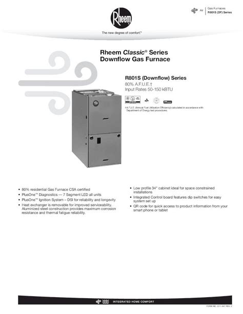 Pdf Rheem Classic Series Downflow Gas Furnace Rheem Classic Series