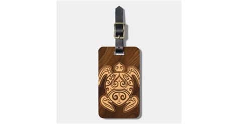 Uhane Ui Honu Faux Wood Hawaiian Turtle Luggage Tag Zazzle