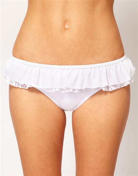 Lyst Asos Asos Crochet Ruffle Skirted Bikini Pant In White