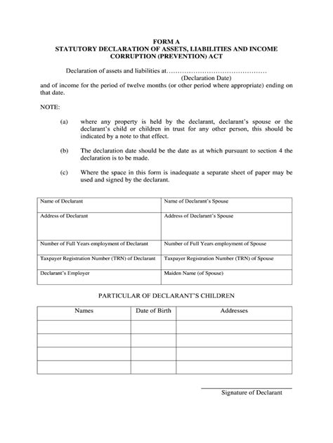 Assets Declaration Form Declaration Form