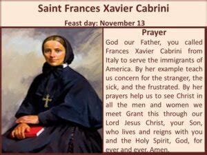 Feast Of Saints Agostina And Frances Xavier Cabrini November