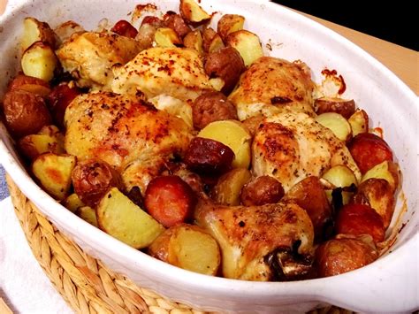 Ponto de Rebuçado Receitas Frango assado batatas e chouriço