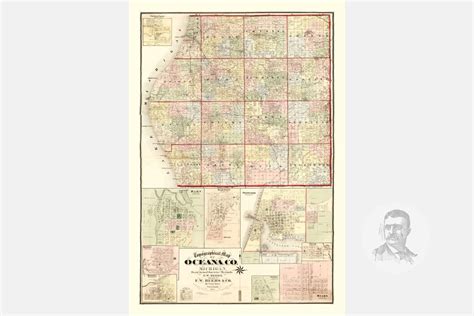 Vintage Oceana County Map 1876 Old Map Of Oceana County Etsy
