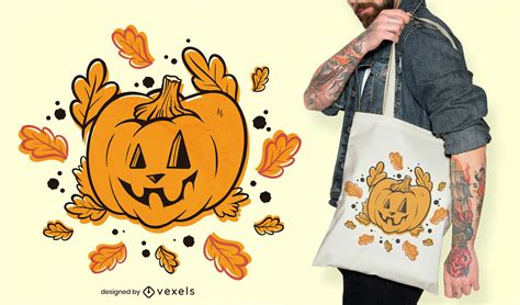 Pumpkin In Halloween Tote Bag Design Vector Download