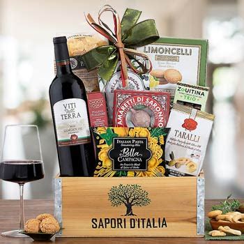 Italian Gift Baskets - Italian Treats and Wine Basket