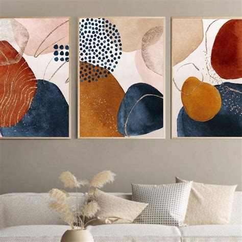 Terracotta Print Abstract Wall Art Prints Set Of Etsy