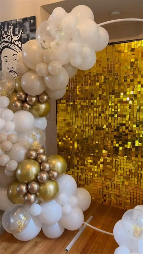 Simple Giltter Gold Shimmer Wall Backdrop | Birthday decorations ...