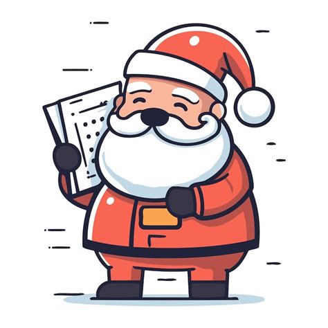 Premium Vector Cartoon Santa Claus Holding A Sheet Of Paper Vector