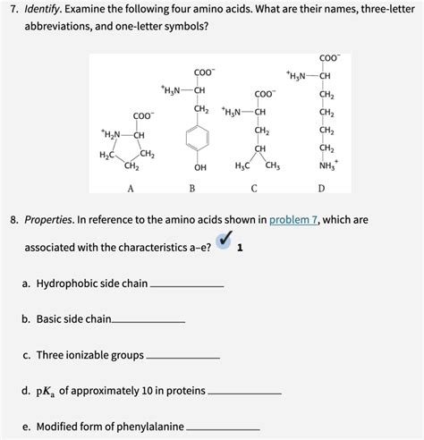 Solved Identify Examine The Following Four Amino Acids Chegg