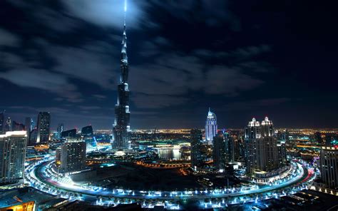 T L Charger Fonds D Cran Burj Khalifa Dubai Nuit L Architecture