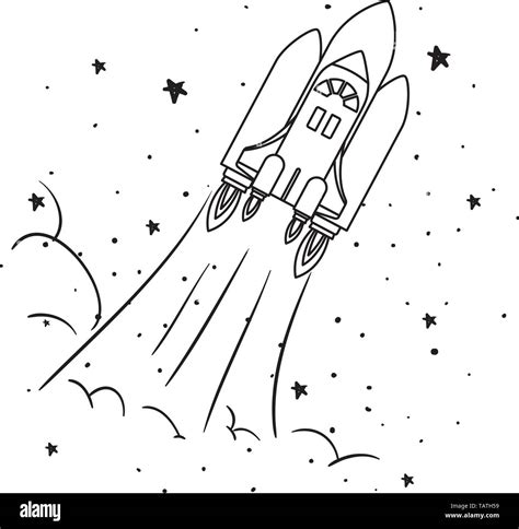 rocket taking off in white background Stock Vector Image & Art - Alamy