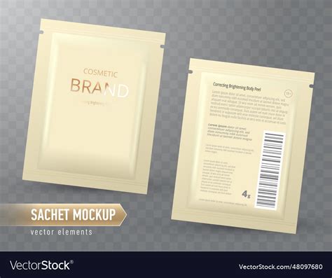 Realistic Blank Package Disposable Foil Sachet Vector Image