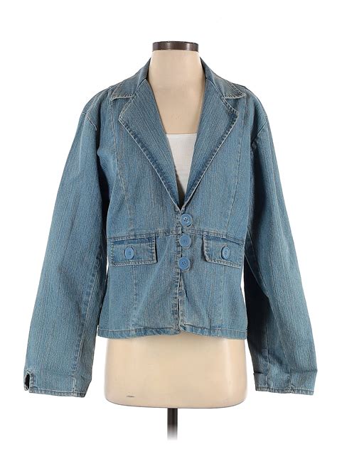 Assorted Brands Solid Blue Denim Jacket Size S 57 Off Thredup