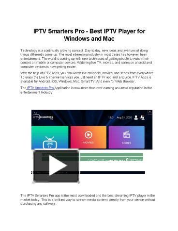 Ppt Iptv Smarters Pro Best Iptv Player For Windows And Mac