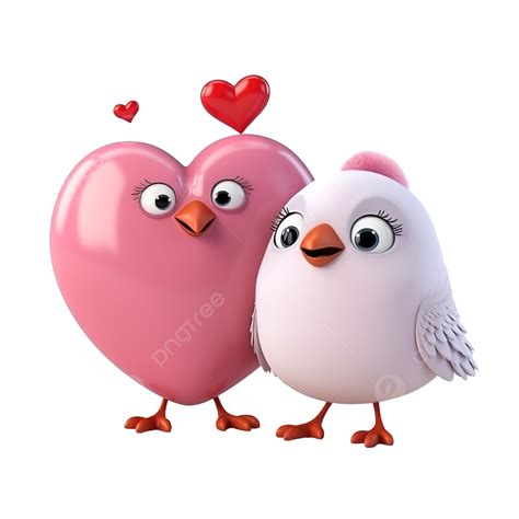 3d Render Pareja Pájaro Celebrando El Día De San Valentín Png Enamorado Amor Corazón Png