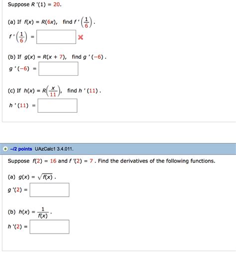 Solved Suppose R 1 20 If F X R 6x Find F 1 6