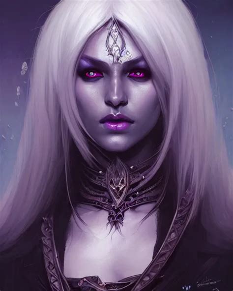 Portrait Of A Female Drow Necromancer Hd Stable Diffusion