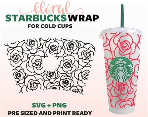 Flower Starbucks Cup Svg Starbucks Cold Cup Svg Full Wrap For