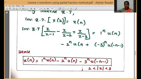 Inverse Z Transform Using Partial Fraction Method Youtube