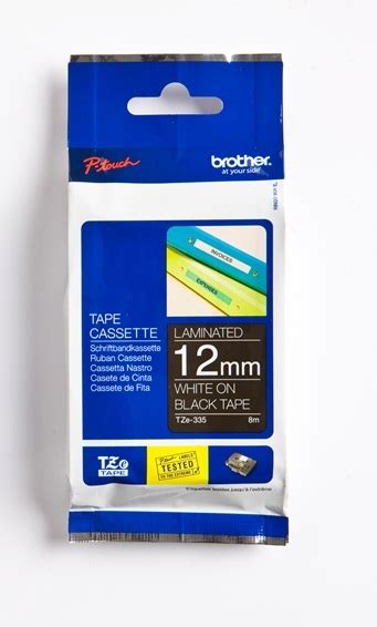 Brother TZ Tape Size 12 Mm Color White On Black Model TZ 335