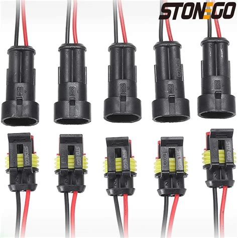 STONEGO Conectores El Ctricos Impermeables De 2 Pines Con Cable Para