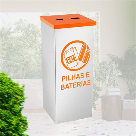 Lixeira Para Pilhas E Baterias Quadrada Ecobin