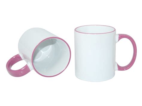 Sublimation 11oz Rim Handle Mug Pink BestSub Sublimation Blanks