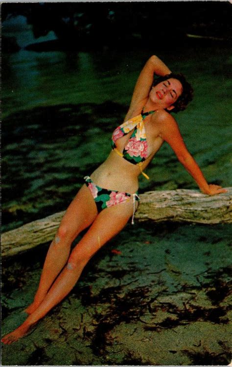 Vtg S Bathing Beauty Woman Bikini Swimsuit Chrome Postcard Asia