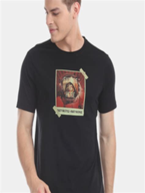 Buy Colt Men Black Printed Round Neck Pure Cotton T Shirt Tshirts For