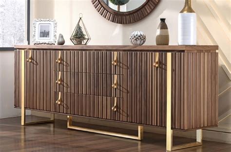 Casa Padrino Luxury Art Deco Sideboard Brown Gold 200 X 42 X H 80 Cm